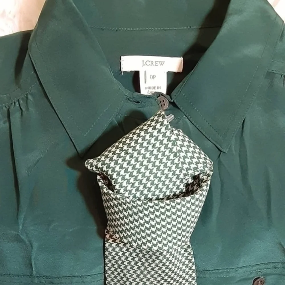 J. Crew Silk Safari Shirt & Houndstooth Silk Tie